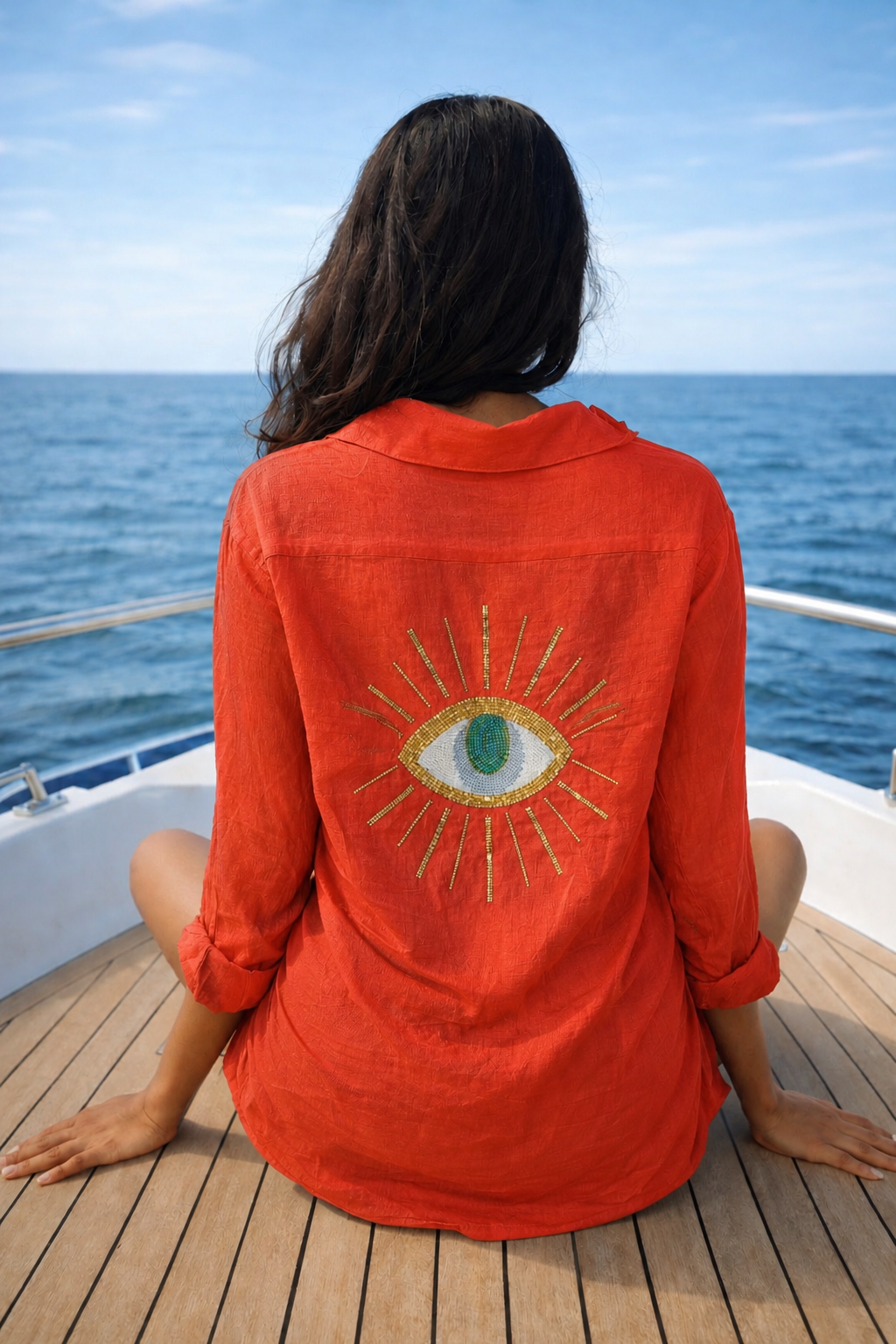 Oversize Evil Eye Embellished Shirt