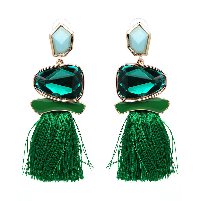 Jewel Tone Tassel Earrings