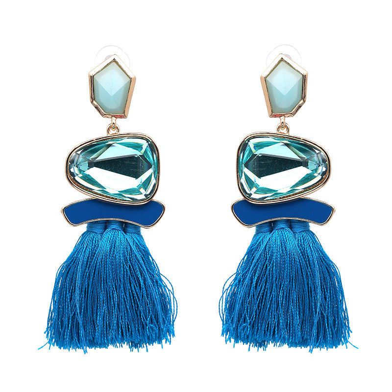 Jewel Tone Tassel Earrings