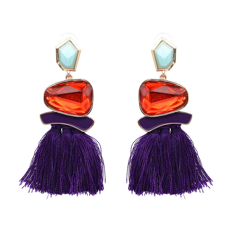 Jewel Tone Tassel Earrings