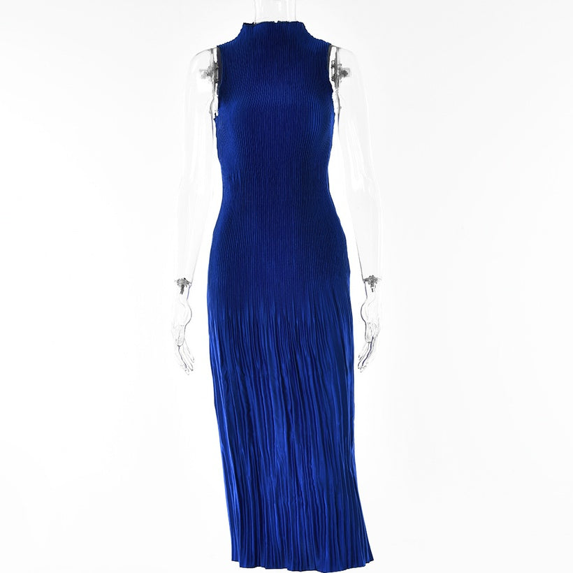 Royal Blue Pleated Dress