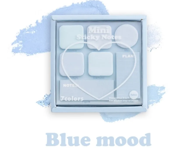 Pastel Mini Sticky Notes Box in Sea Salt Milk Blue