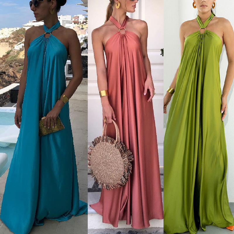 Backless Halter Neck Maxi Dress