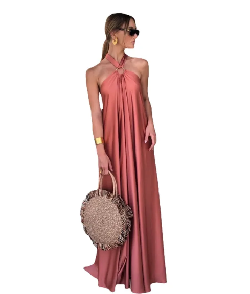 Backless Halter Neck Maxi Dress