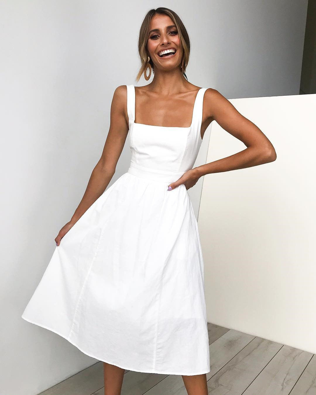 Square Neck Midi Dress