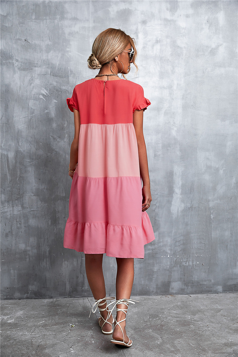 Shades of Pink Colour Block Summer Dress