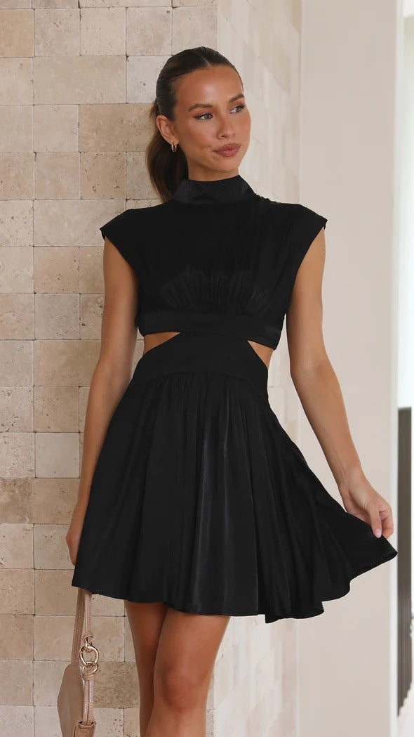 Pleated Cut-Out Dress