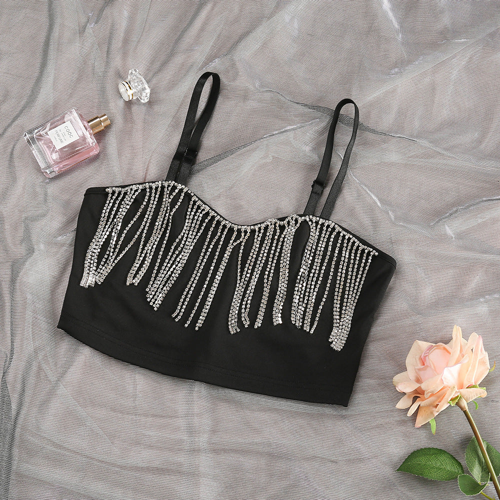 Rhinestone Fringe Crop Top