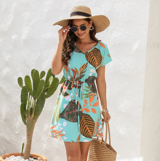 Tropical Printed Casual Dress