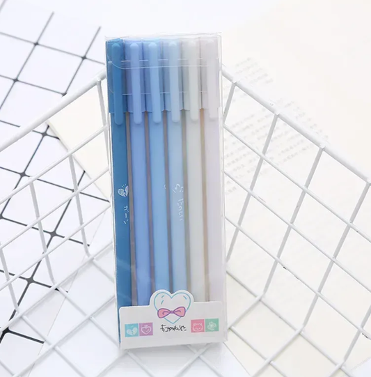 Set of 6 gel pens- Blue Series