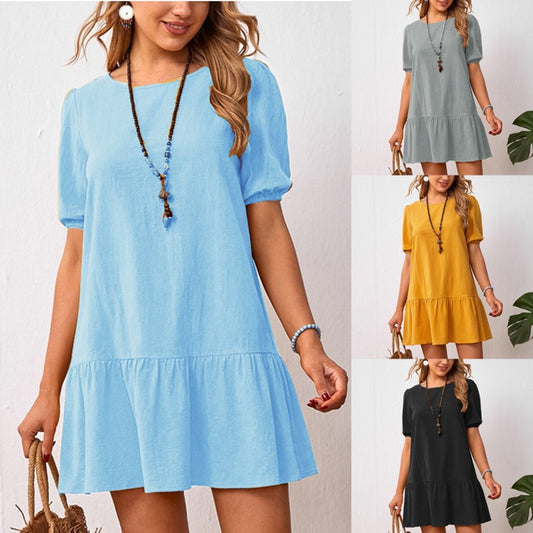 Sky Blue Ruffle Hem Dress