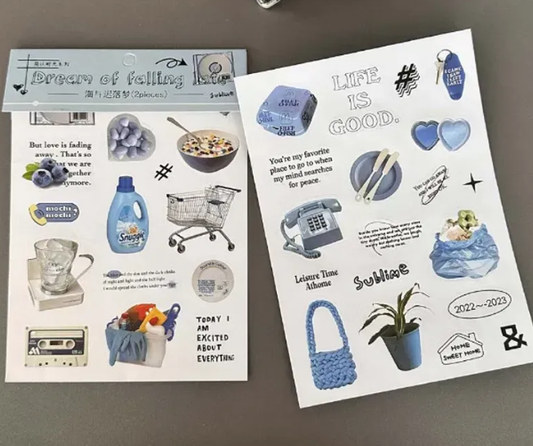 Dreamy Blue Journal Stickers-Set of 2 Sheets