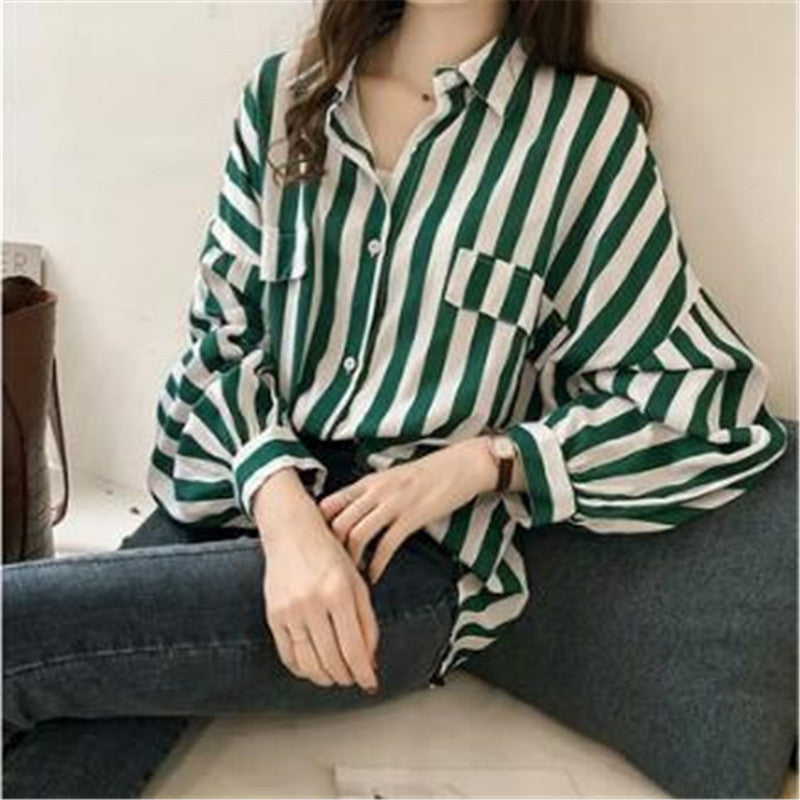 Casual Striped Button Down Oversize Shirt