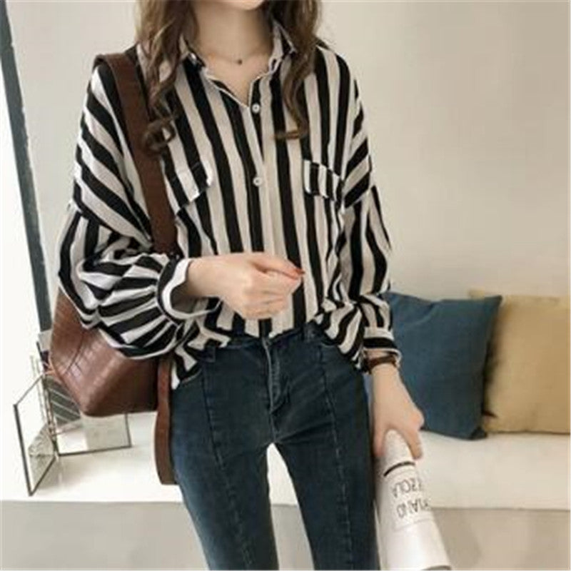 Casual Striped Button Down Oversize Shirt