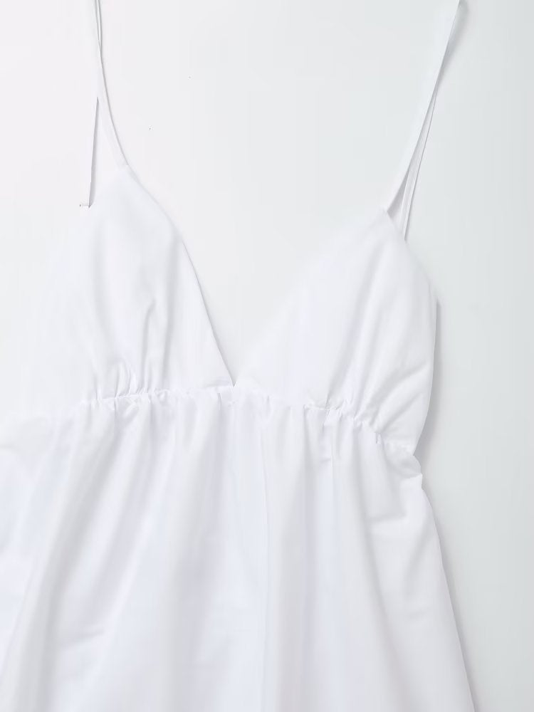 White Empire Waist Midi Dress