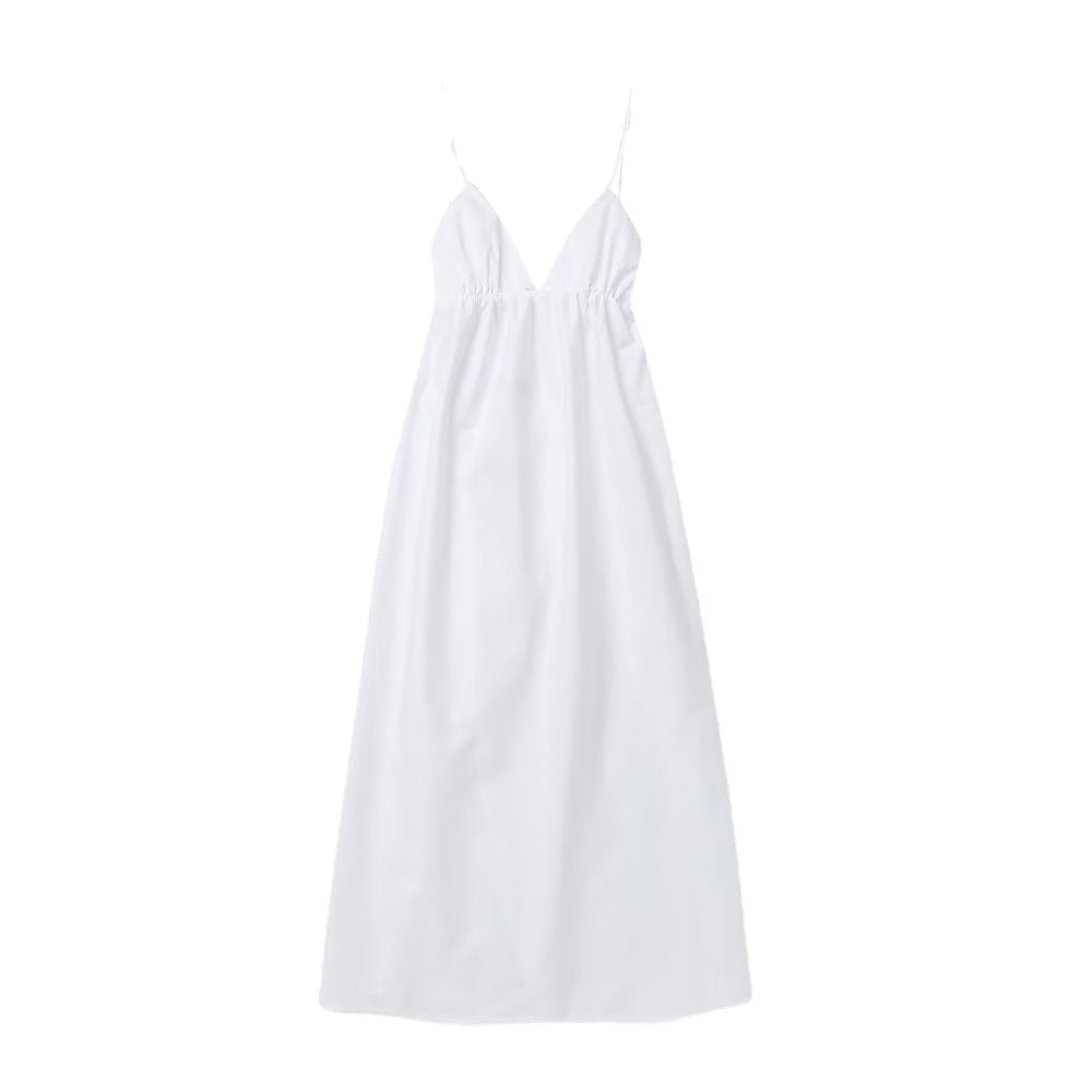 White Empire Waist Midi Dress