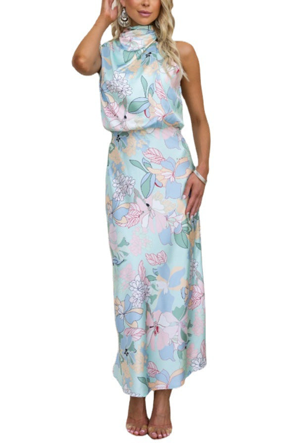 Floral Printed Closed Neck Midi Dress