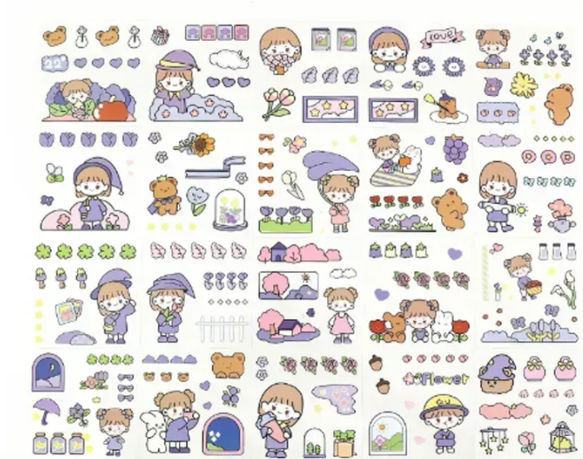 Cute Kawaii Pack of 20 PET Stickers-Garden Tour