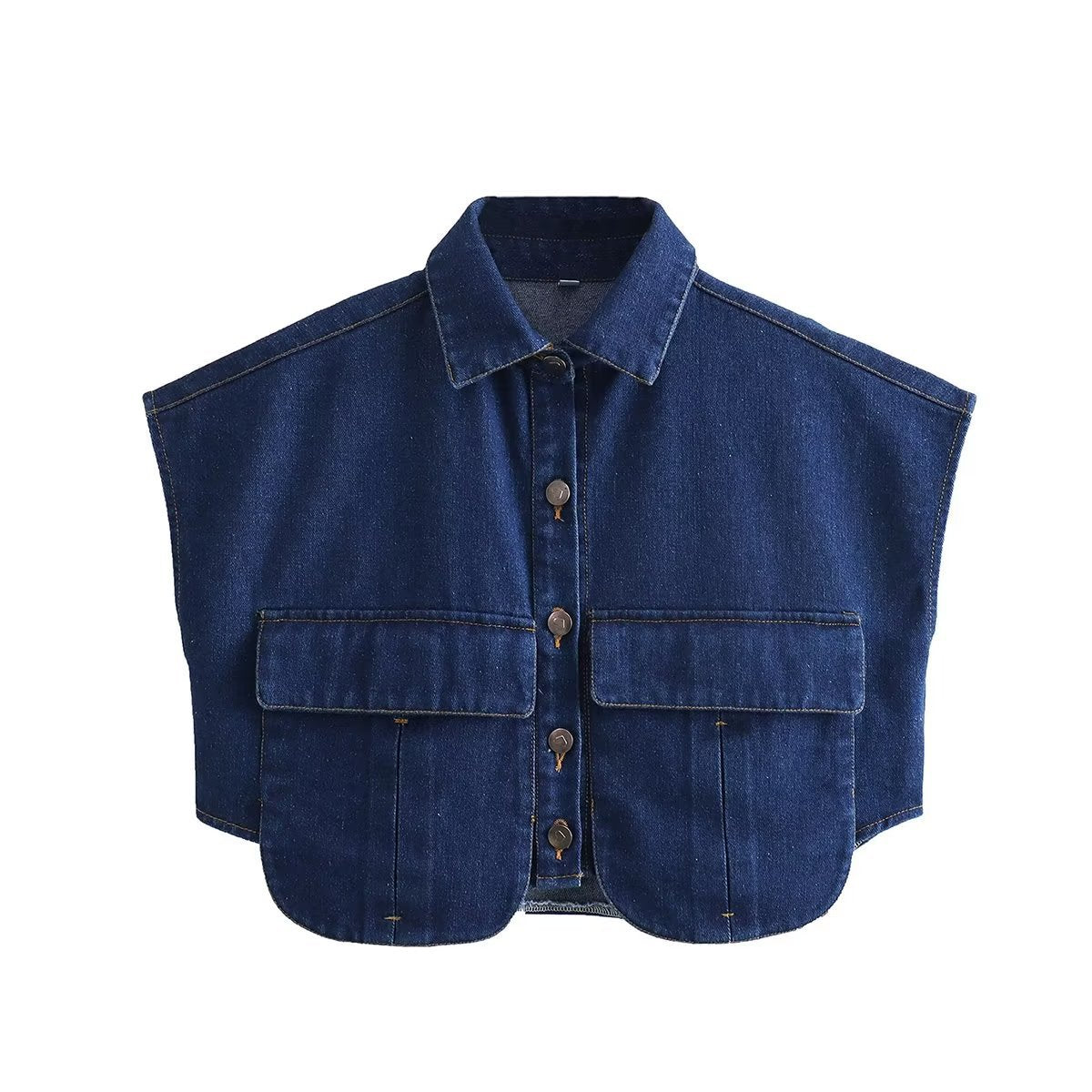 Oversize Denim Button Down Crop Top