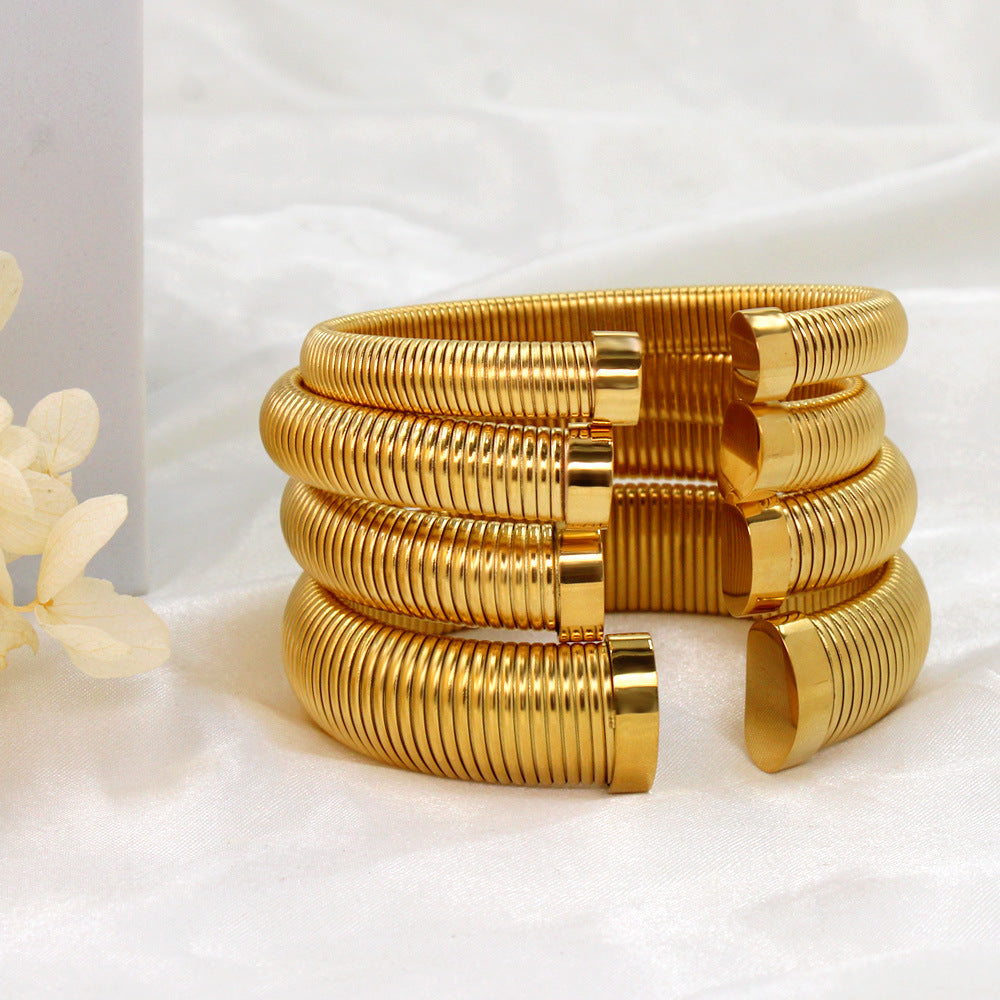 Stainless Steel Spiral 18K Gold Bracelet