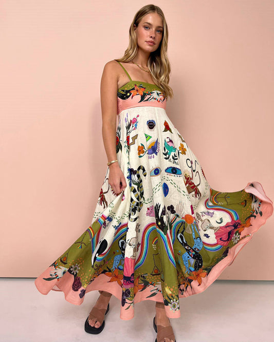 Graffiti Printed Maxi Dress