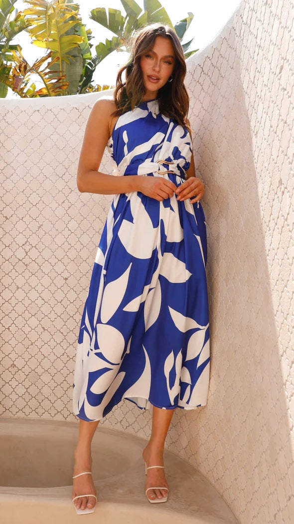 One Shoulder Printed Maxi Dress