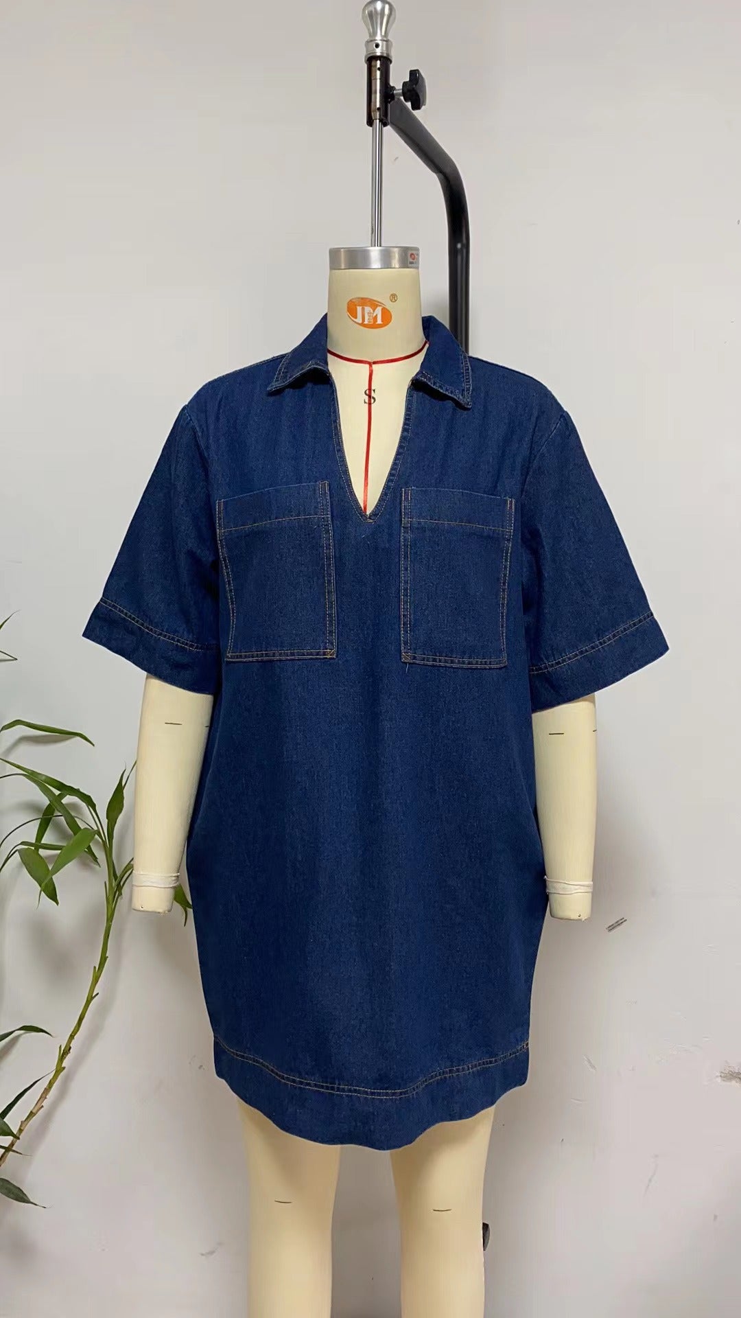 Half Sleeve Denim Shift Dress