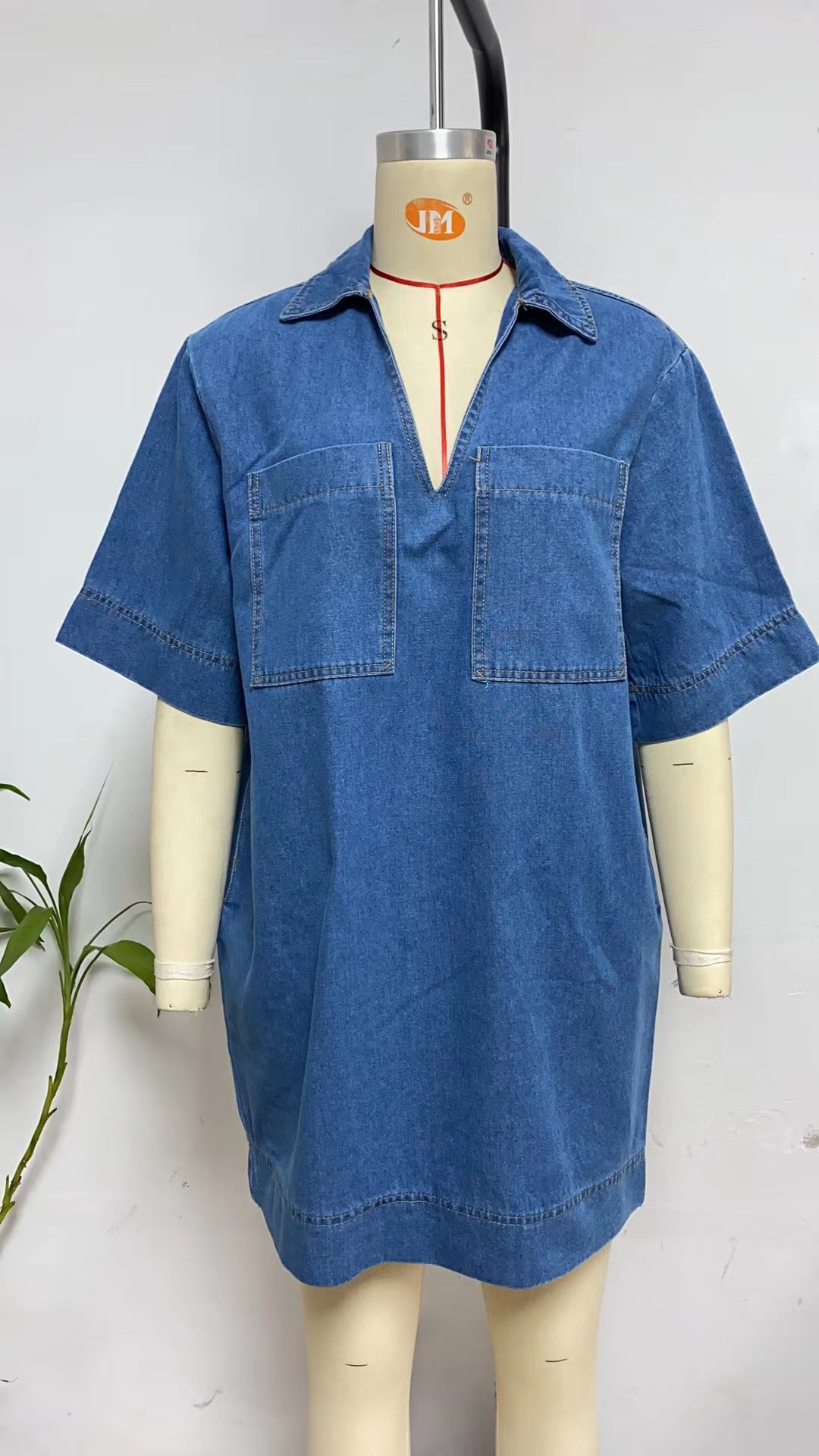 Half Sleeve Denim Shift Dress