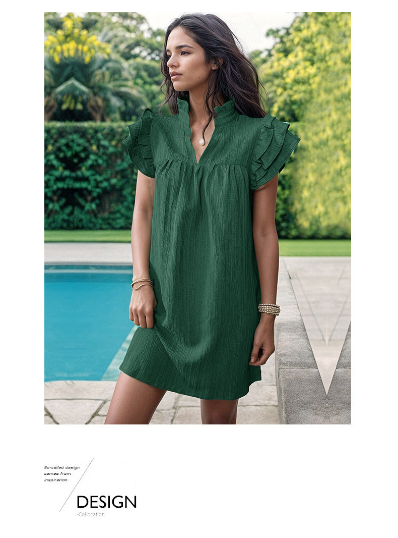 Ruffled Sleeve Shift Dress