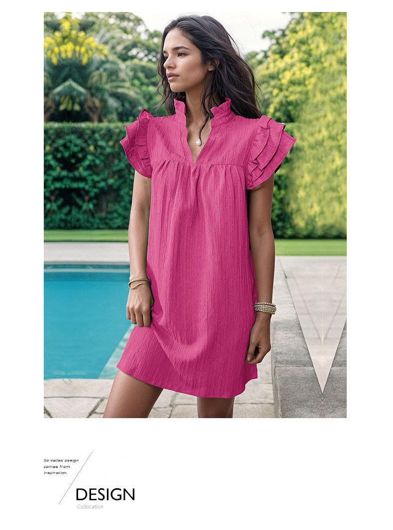 Ruffled Sleeve Shift Dress