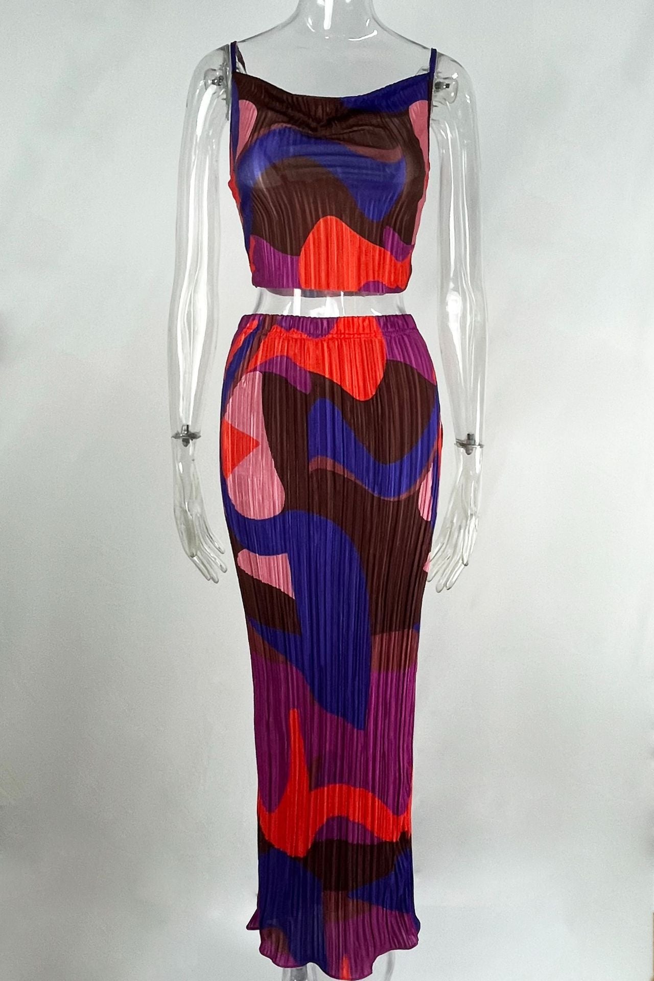 Abstract Print Skirt Set
