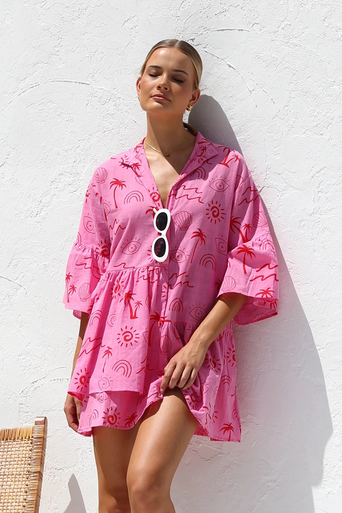 Printed Flared Shirt Dress