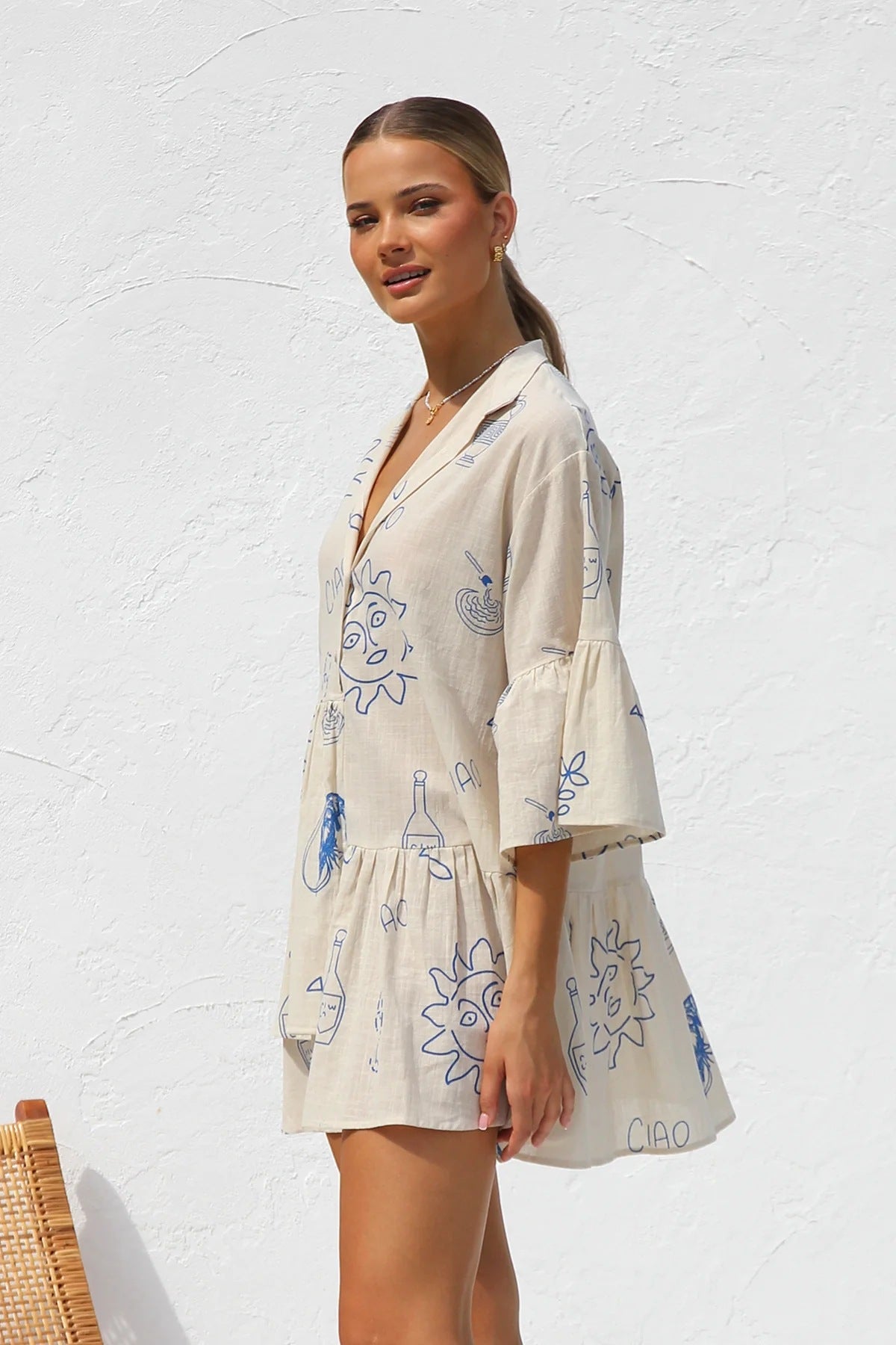 Printed Flared Shirt Dress