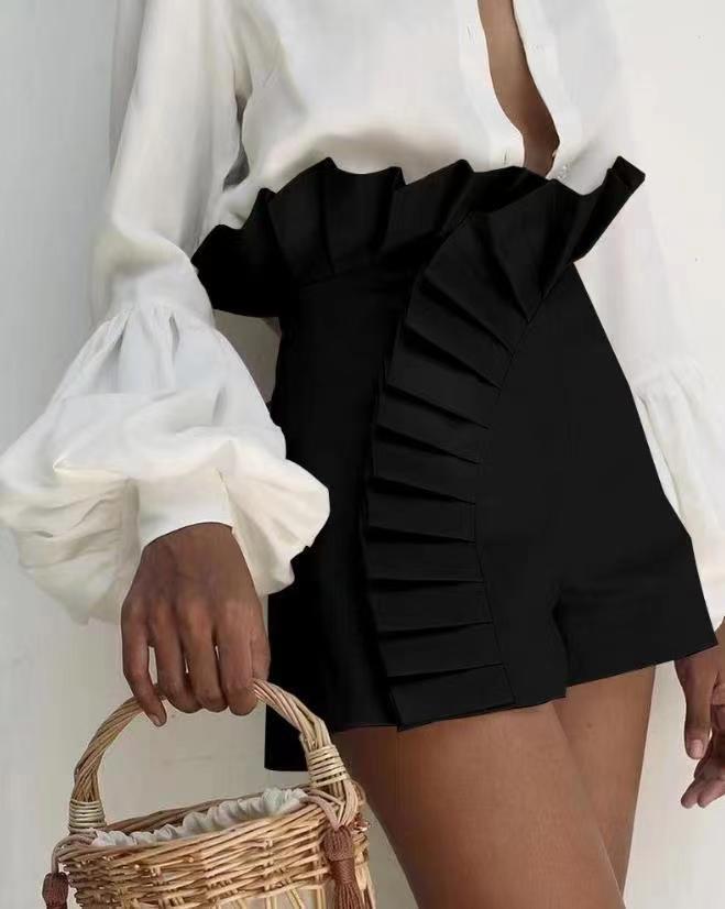 Pleated High Waist Shorts