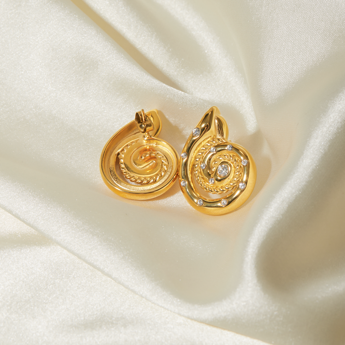 Stainless Steel Spiral Conch Earrings