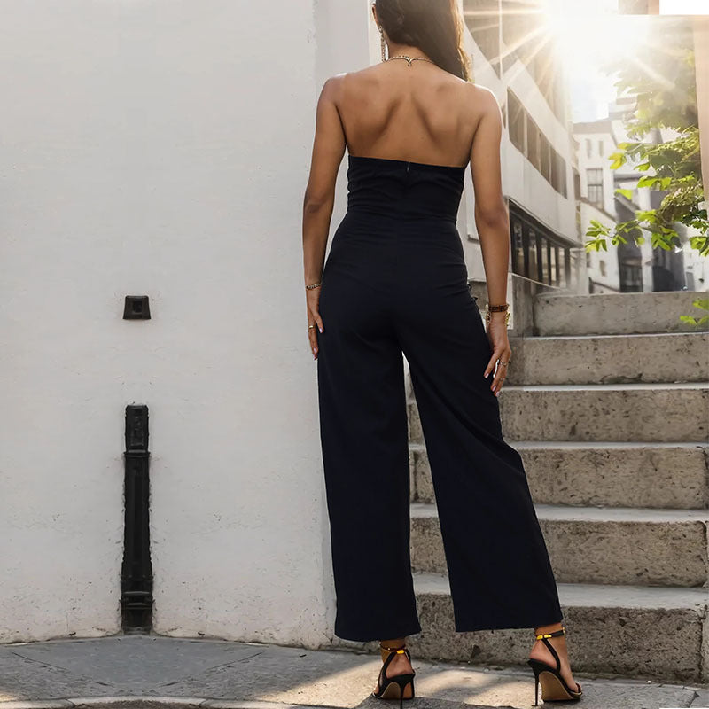 Black and White Bandeau Jumpsuit