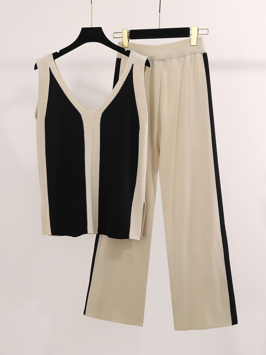 Colour Block Sleeveless Top and Pant Set