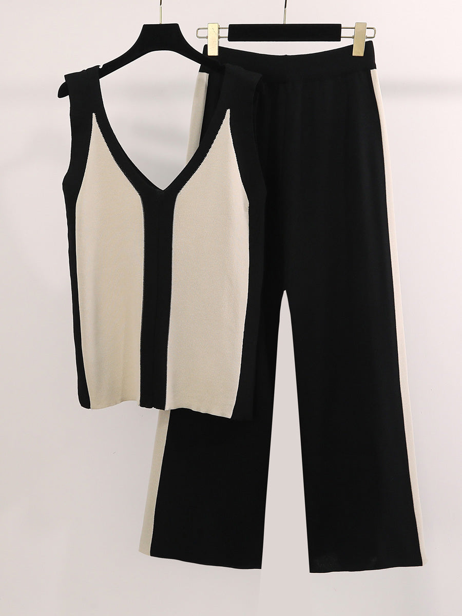 Colour Block Sleeveless Top and Pant Set