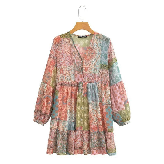 Patchwork Print Summer Dress
