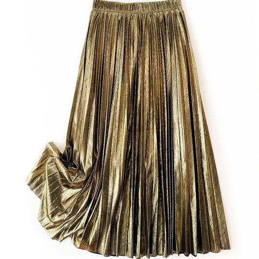 Pleated Metallic Skirt