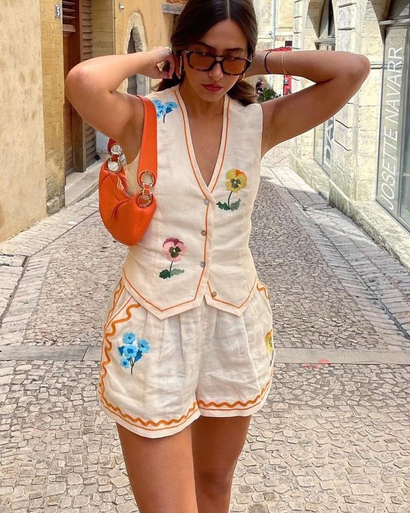 Floral Printed Vest and Shorts Set