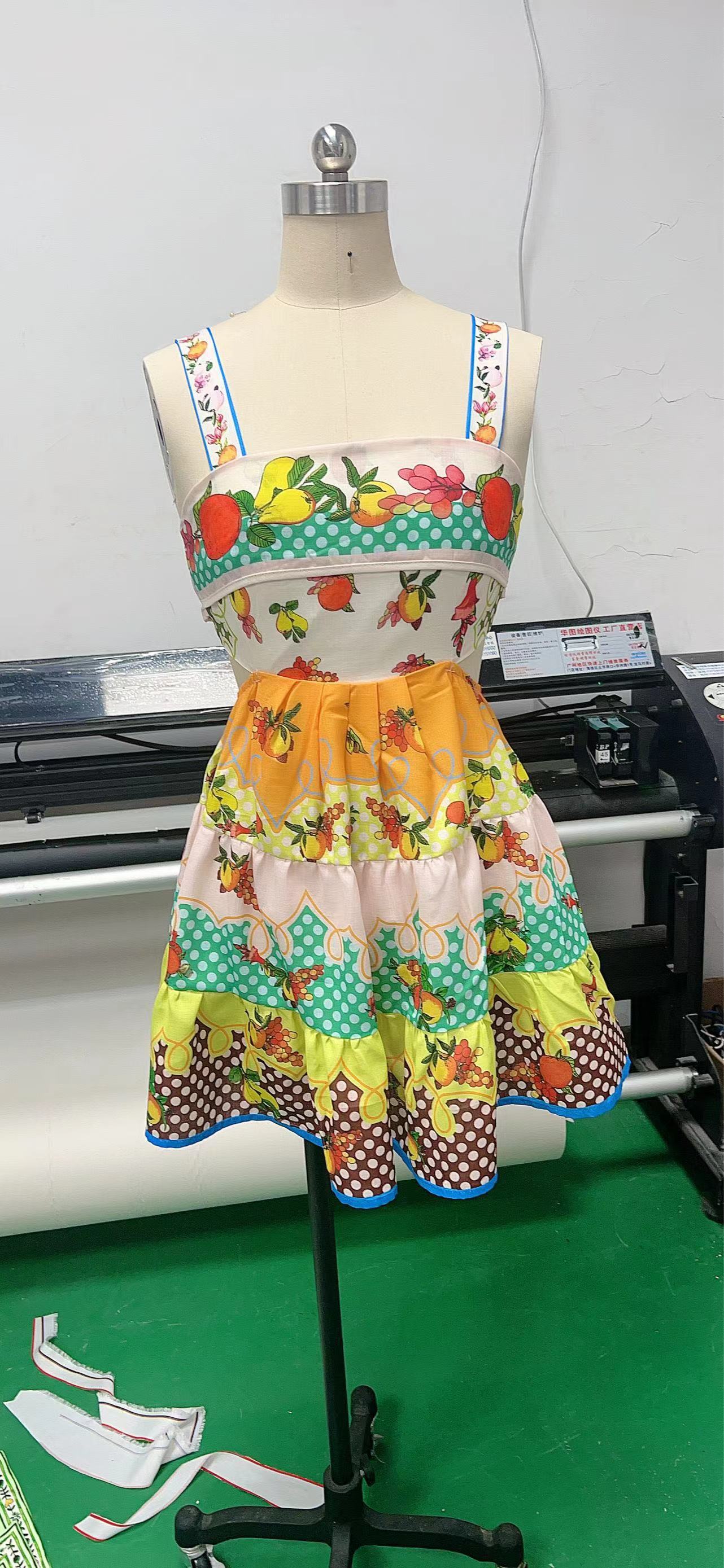 Fruits of Summer Printed Cut-Out Dress