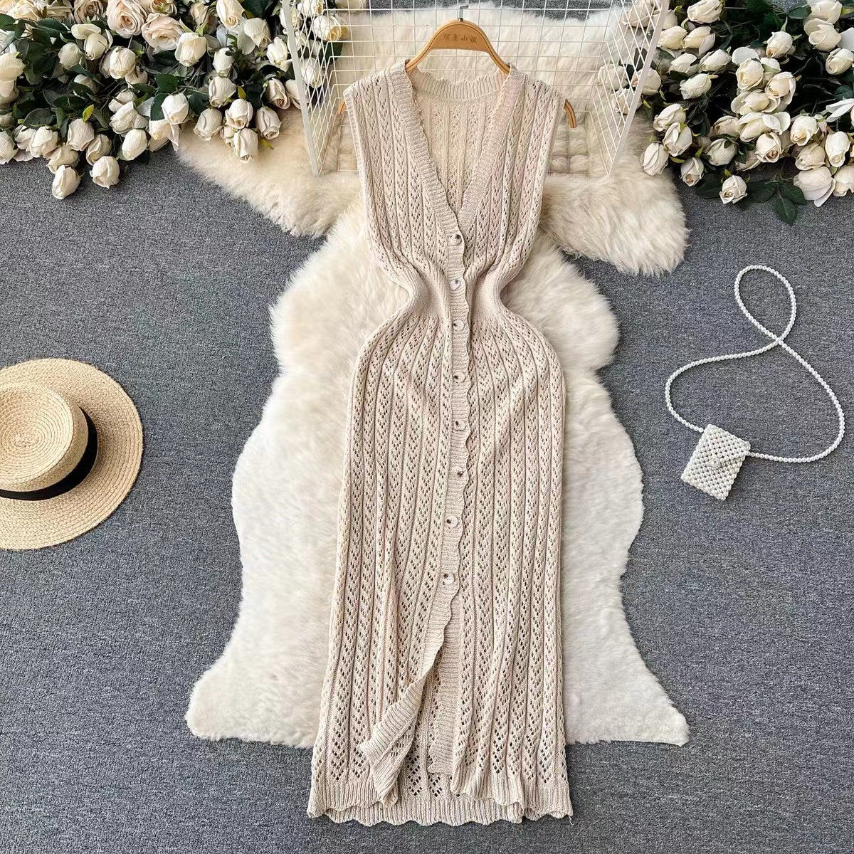 Vintage Style Midi Knit Dress