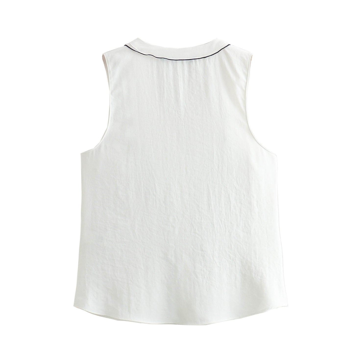 White Ruffle Front Sleeveless Top