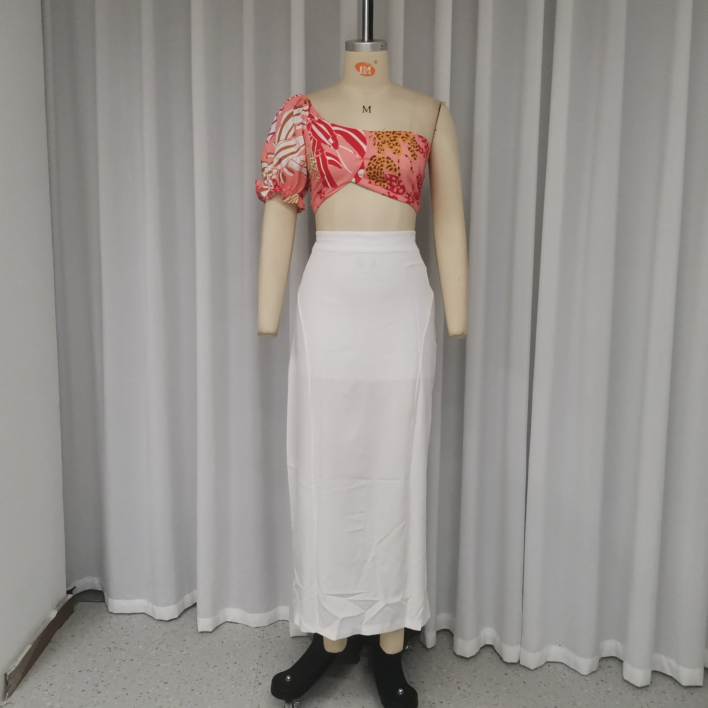 Tropical Print Crop Top and Skirt Set