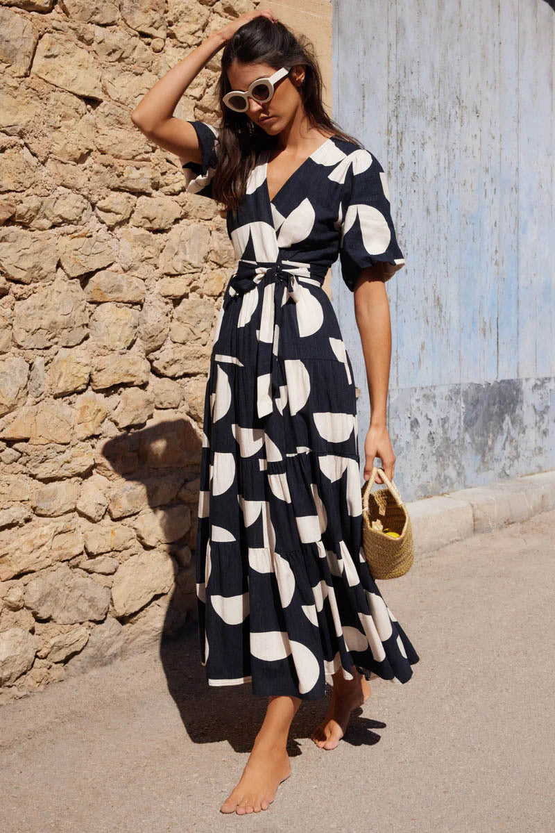 Black and White Printed Maxi Dress