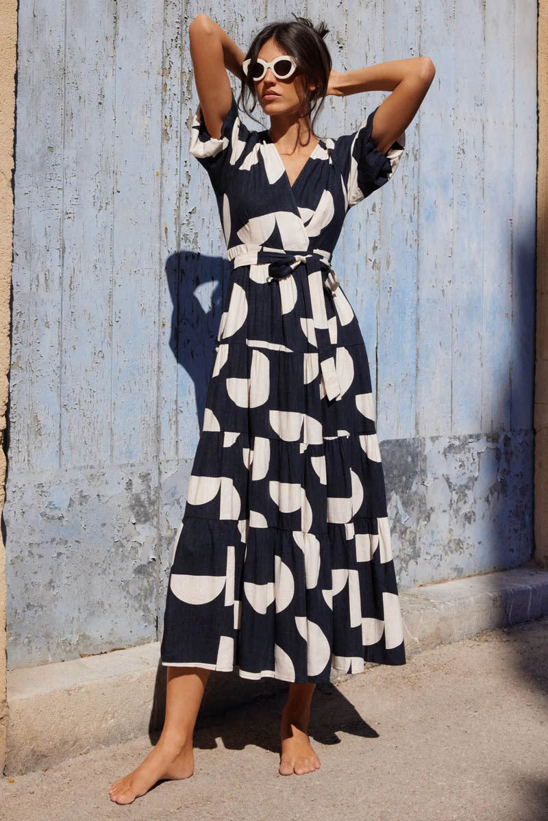 Black and White Printed Maxi Dress