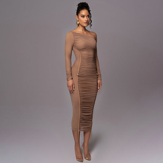 Drop Shoulder Midi Bodycon Dress