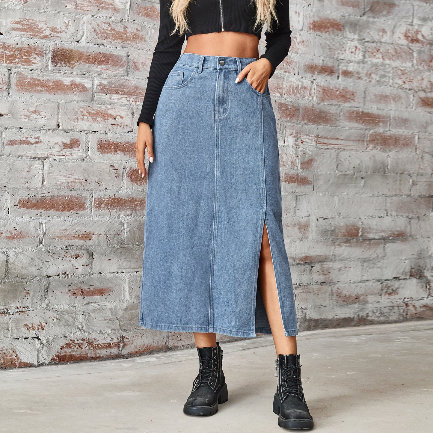 Midi Denim Skirt