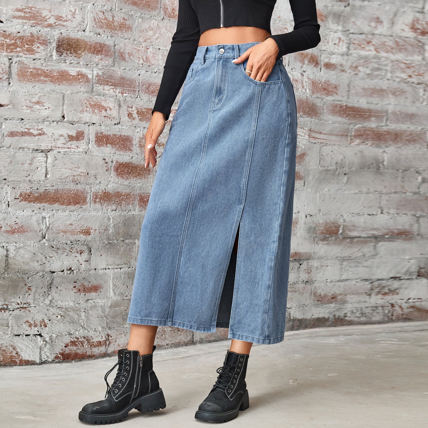 Midi Denim Skirt